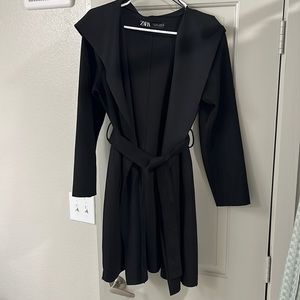 Zara black trench hoodie